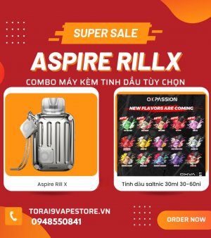 Combo Aspire RillX Máy Kèm Tinh Dầu Tùy Chọn