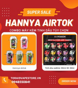 Vapelustion – HANNYA AIRTOK – Combo Máy Kèm Tinh Dầu Tùy Chọn