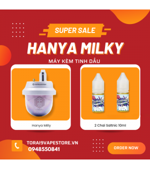 Combo Hannya Milky Pod Kit By Vapelustion Kèm 2 Tinh Dầu