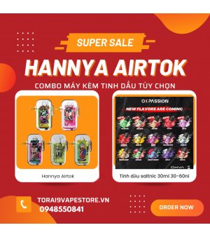 Vapelustion – HANNYA AIRTOK – Combo Máy Kèm Tinh Dầu Tùy Chọn