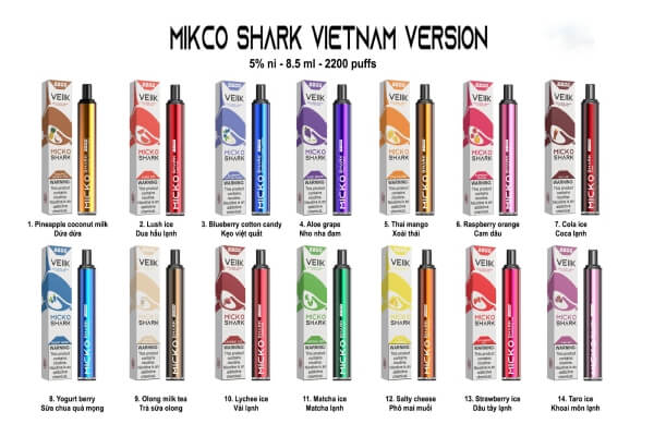 Bảng vị của Pod Micko Shark 2200 hơi